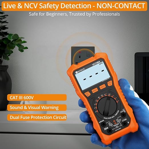Neoteck 6000 Counts Digital Multimeter 750V AC 1000V DC with AC/DC Current Measurement TRMS Auto Range Voltmeter with NCV, CAT III 600V, Temp/Cap/Freq/Duty/Diode/Cont, Backlit+Flashlight, Complete Kit