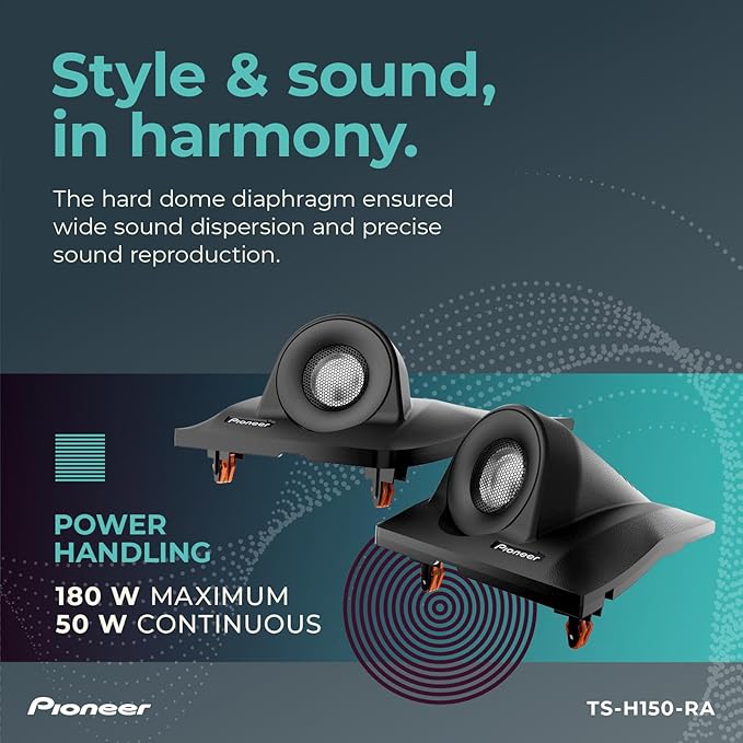 PIONEER TS-H150-RA N/A Speakers (Pair) – 180W Max (50 RMS), Unique Solution for Front-Stage Reinforcement