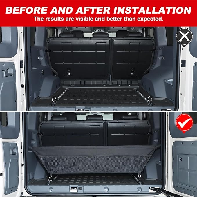 Compatible with INEOS Grenadier 2020-2024 2025 Trunk Cargo Net, Upgraded Trunk Storage Bag Adjustable Elastic Storage Net Trunk Interior Accessories