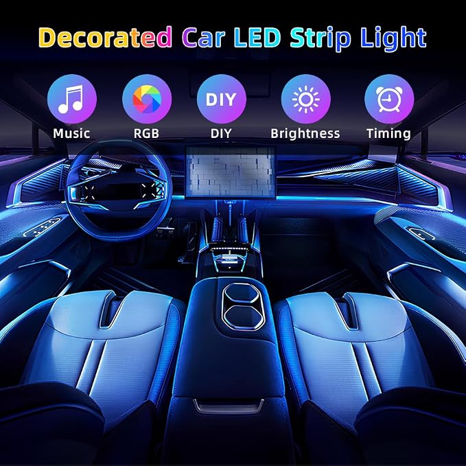 Acrylic Interior Car LED Strip Light, Dreamcolor 14-in-1 RGB Ambient Lighting with APP, 16 Million Colors 175in 600LED Music Sync Lights for Night Driving, Home, Camping & Gift Decor