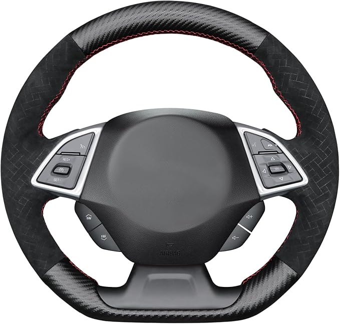 MEWANT for Camaro Steering Wheel Cover 2016-2024 Hand-Stitched for Chevy Camaro Car Steering Wheel Wrap