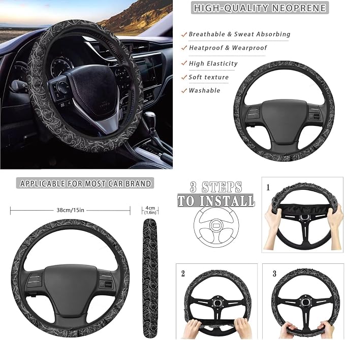 Butterfly Spider Web Pattern 10 Pcs Car Seat Covers Full Sets Breathable Car Seat Protector + Steering Wheel Cover + Air Vent Storage Bag + Trash Can + Coaster + Wristlet Keychain