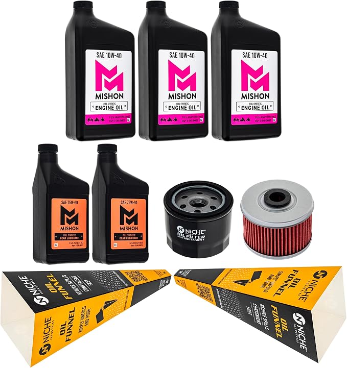 MISHON Full Service Engine Oil Change Kit 10W-40 for Honda FourTrax 300 TRX300 (2000)