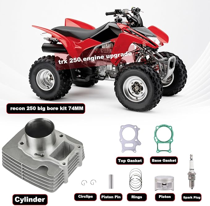 68.5MM Cylinder Piston Gasket Top End Rebuild Kit Compatible with Honda TRX250 TRX250EX Recon 250 Sportrax 250X TE 2x4 ES 2002-2025