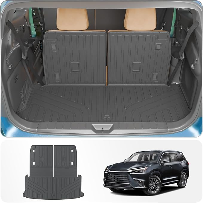 Trunk Mat Compatible with 2024 2025 2026 Lexus TX350 TX500h TX550h+ 6&7 Seats Cargo Mat Cargo Liner Trunk Liner Back Seat Protector All Weather TX Accessories (Trunk Mat with Backrest Mat)
