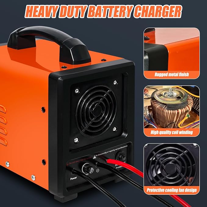 12V 24V Car Battery Charger Heavy Duty, Portable 0-15A Smart Battery Maintainer/Trickle Charger with Repair, Auto Shutoff, Winter/Summer Mode for Car Truck Boat RV Lawn Mower AGM Lead-Acid Deep Cycle
