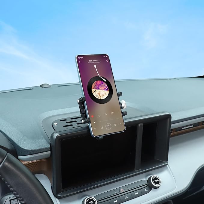 Aunginsy Center Console Dash Phone Mount Compatible with Ford Maverick 2022 2023 2024, Car Dashboard Mobile Phone Bracket Instrument Table Organizer Storage Tray Groove Cell Phones Holder Accessories