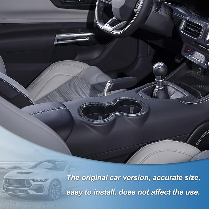 Carbon Fiber Cup Holder Panel Cover Compatible with Ford Mustang 2024 2025