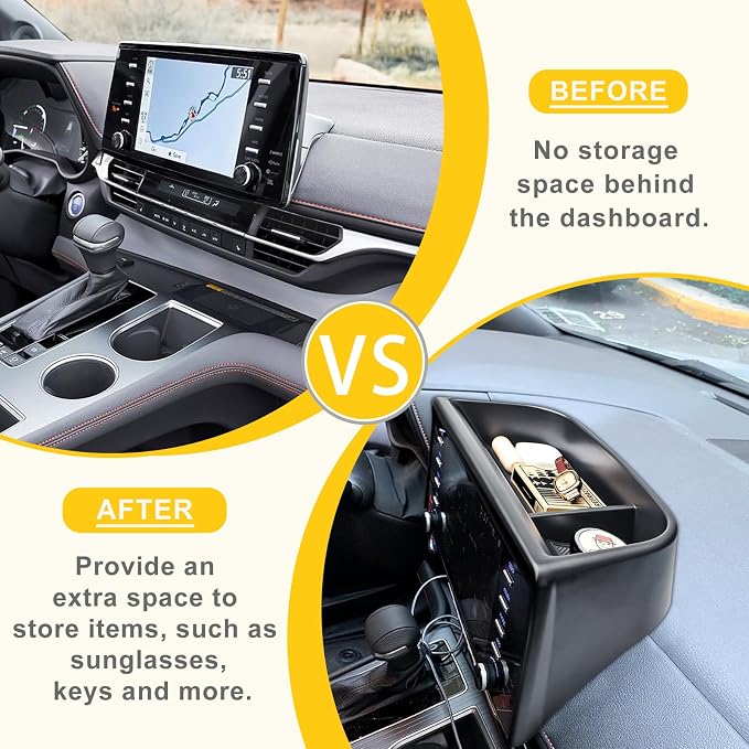 Center Console Organizer Compatible with 2021 2022 2023 2024 Toyota Sienna Accessories, Custom-fit ABS Dashboard Organizer & Armrest Storage Box Insert Compartment Sunglasses Holder