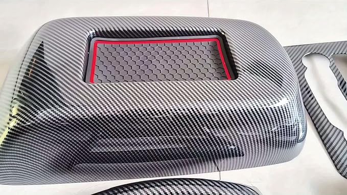 5-Piece Interior Trim Set, Carbon Fiber Shift Boot & Center Console Panels, for 2016-2021 Dodge Charger - Car Interior Accessories Kit - Enhance Car Interior Style (Carbon Fiber Black)