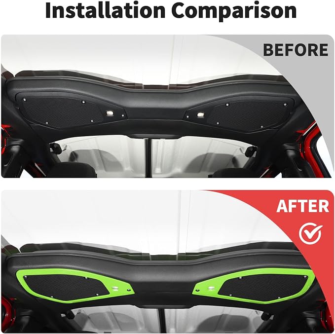 JWWY for Jeep JL Speaker Audio Trim Top & A Pillar Cover Trim for 2024 Jeep Wrangler JL JLU & Gladiator JT Accessories ABS 4PCS Green