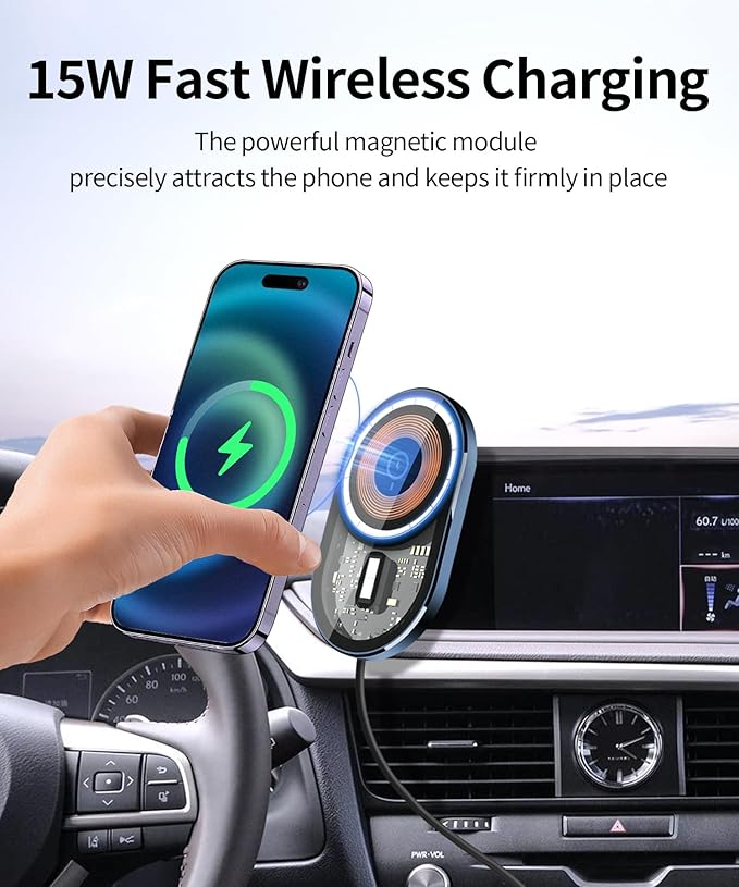 Wireless Charging Car Phone Holder for Lexus RX/RX Hybrid 2020-2022, 8" Screen Fixed Clip, 360° Rotation Car Phone Mount Compatible with MagSafe