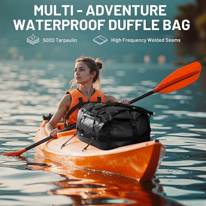 MIER Waterproof Duffel Bag Motorcycle Dry Bag Backpack Large Roll-Top Heavy Duty Dry Duffle Bags for Kayaking Camping Boating Gym Beach Cruise Ship, 60L/80L