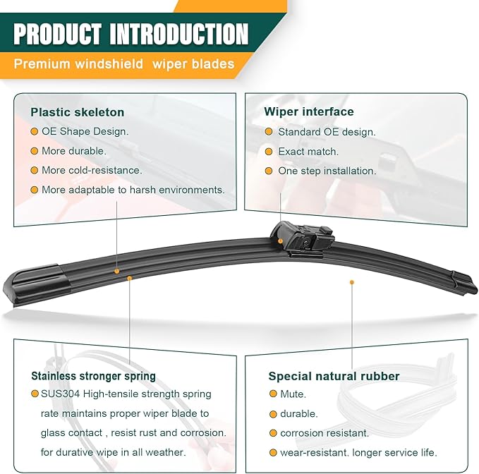 Windshield Wiper Blades Replacement for Lexus RX350 RX450h 2016 2017 2018 2019 2020 2021 2022,Original Equipment Replacement Front Rear Wiper Blade Set - 26" 20" 16" (Set of 3)