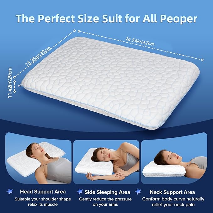 SUPA MODERN Stomach Sleeping Pillows for Back & Stomach Sleeper, Flat Soft Pillows for Sleeping Thin Memory Foam Pillow,Cooling Ultra Low Profile Memory Foam Pillow 1.75-Inches