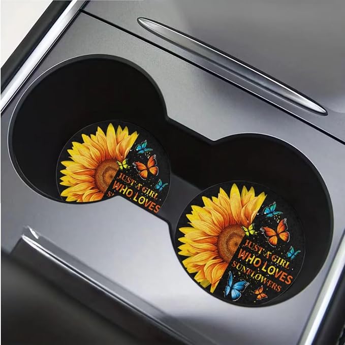 BIGCARJOB Sunflower Print Seat Covers Set for Car Front Rear 12 Pcs Art Sunflower Print Car Seat Cover Full Set with Steering Wheel Covers,Seat Belt Cover,Armrest Pads