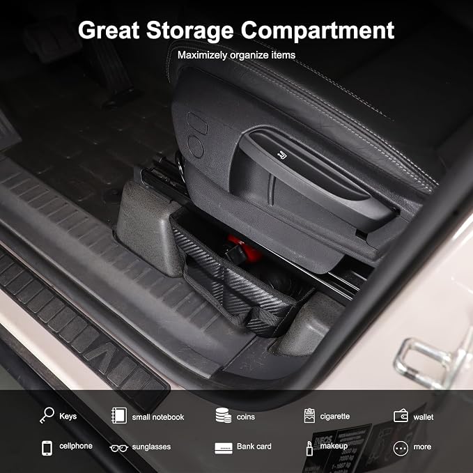 Compatible with Ineos Grenadier 2020-2024 Under Seat Storage Tray, Customized Driver Passenger Underseat Hidden Organizer Tool Box Organizer with Anti-slip and Handle (Carbon Fiber Pattern)