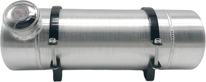 JSD 2 Gallons 6"x18" Aluminum Spun Round Gas Tank End Fill 1/4" NPT Outlet for mini bike,go kart, Log splitter