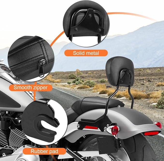 AUFER Rear Upright Passenger Backrest Sissy Bar with Pad & Docking Hardware Kit Compatible With For 2018-UP Harley Softail Fat Boy FLFB FLFBS Breakout FXBR FXBRS