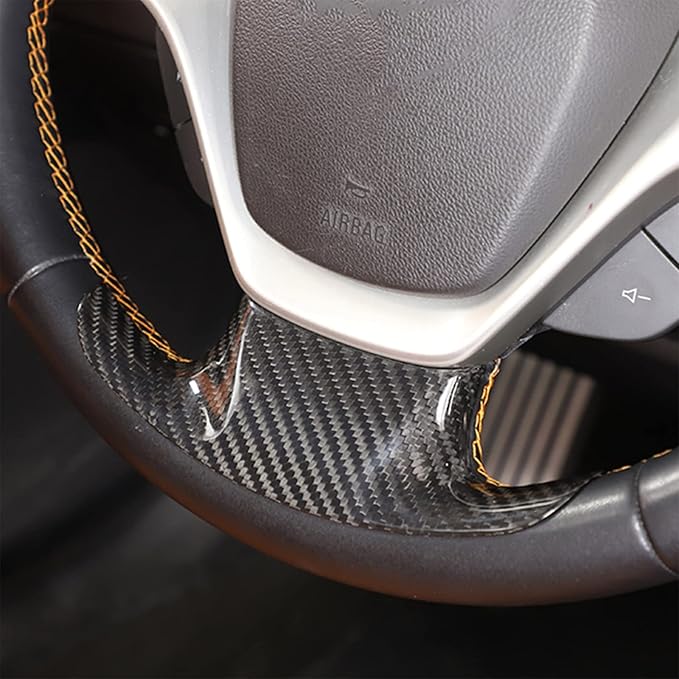 Steering Wheel Cover Trim Real Carbon Fiber 1PCS Compatible with Corvette C7 Z06 Z51 ZR1 Stingray 2014 2015 2016 2017 2018 2019 (Black Carbon)