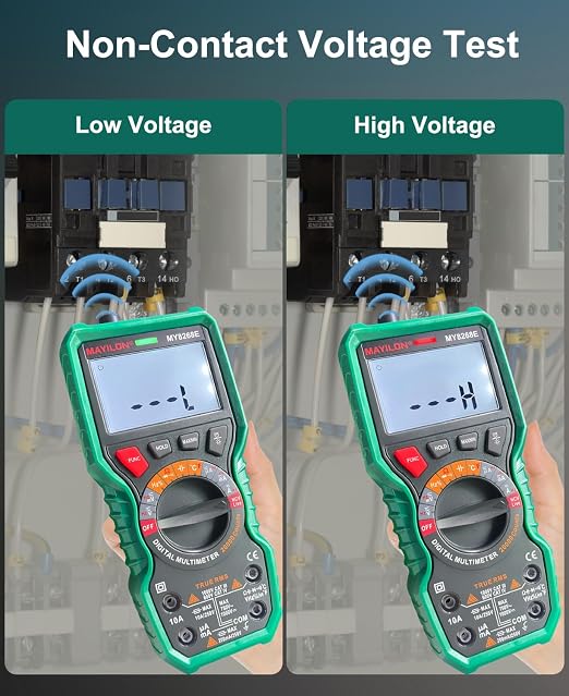 Digital Multimeter, 20000 Counts High Resolution TRMS Auto-Ranging Multimeter AC/DC Voltmeter Accurately Measures Voltage Current Resistance Diodes Continuity Duty-Cycle Capacitor Temperature