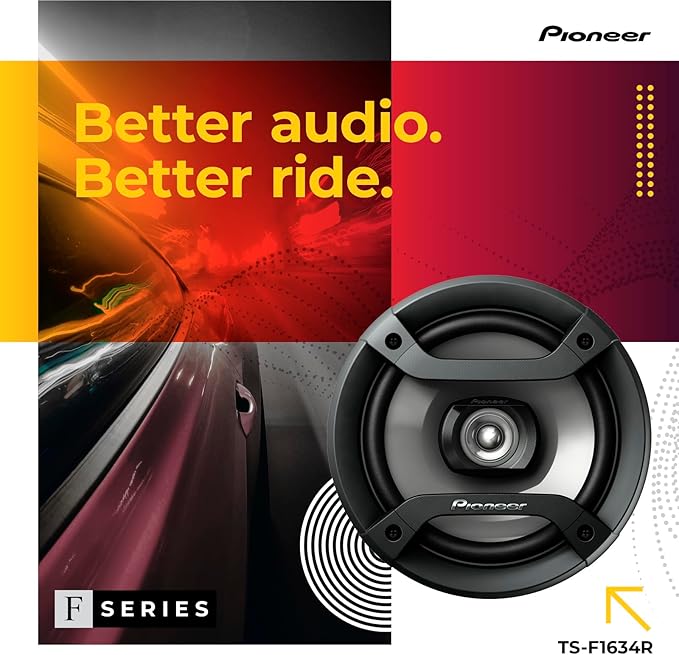 PIONEER F-Series TS-F1634R 6.5” 2-Way Speakers (Pair) – 200W Max, Balanced Sound + Smooth Treble, Great Stock Replacement, High-Efficiency Speaker Designed for OEM Power