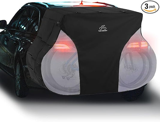 TeamObsidian Bike Cover - Outdoor Storage, Bicycle Transportation or Travel - Waterproof eBike Protection - For 1 to 3 Bikes - Heavy Duty Ripstop 600D Oxford Material - Transparent