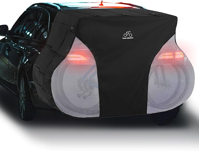 TeamObsidian Bike Cover - Outdoor Storage, Bicycle Transportation or Travel - Waterproof eBike Protection - For 1 to 3 Bikes - Heavy Duty Ripstop 600D Oxford Material - Transparent