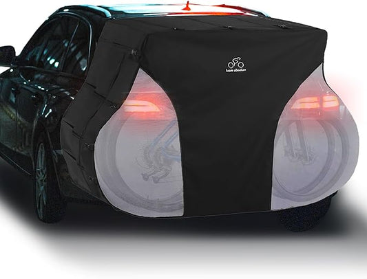 TeamObsidian Bike Cover - Outdoor Storage, Bicycle Transportation or Travel - Waterproof eBike Protection - For 1 to 3 Bikes - Heavy Duty Ripstop 600D Oxford Material - Transparent