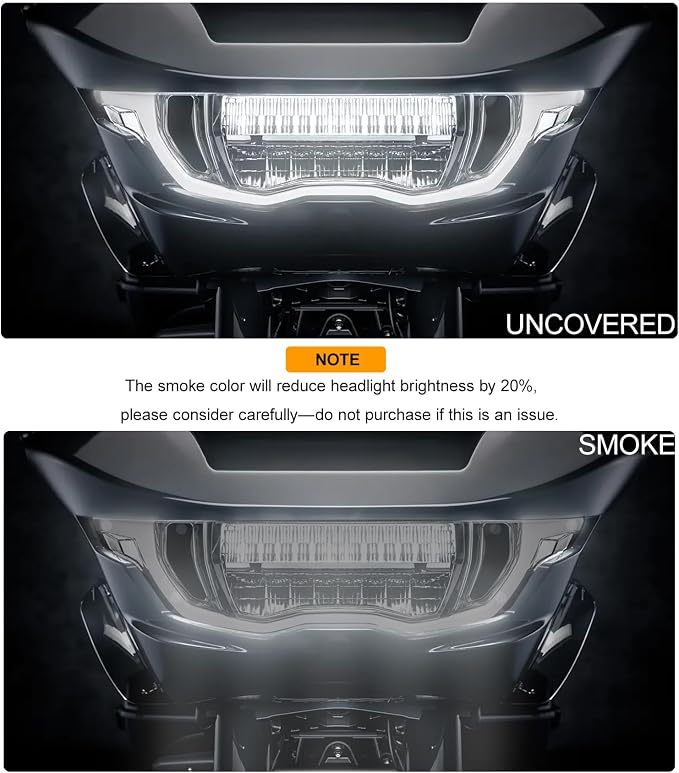 Headlight Lens Headlamp Protection Headlight Cover Compatible with Harley CVO Road Glide FLTRXSE 2023-2025 & Road Glide/ST 2024-2025 (Smoke)