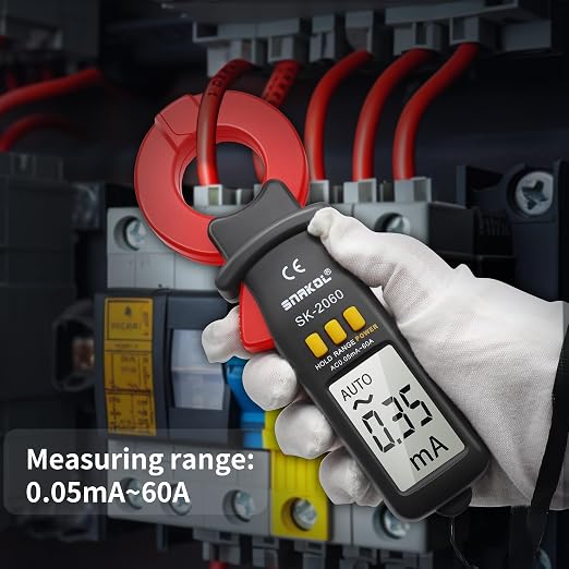 Digital AC Leakage Low Current Clamp Meter 0.01mA Resolution ACA MAX 60A 1999 Counts Auto Range Data Hold Ammeter Clampmeter Amperimetro Amperemetre Professional Micro Current Tester