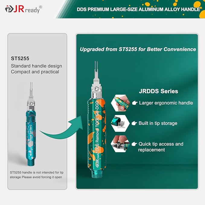JRready ST5262 2Pcs Molex Micro Fit Extractors+JRDDS Series Terminal Removal Tool Kit Molex Pin Extractor Tool with Storage Handle 9 Replaceable Tips for AMP Delphi Molex Bosch Connectors