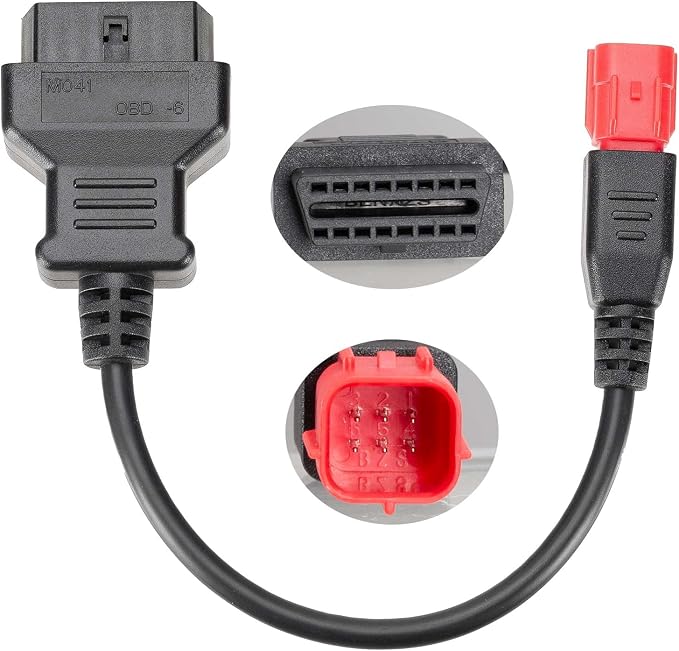 6 Pin OBD2 Adapter Cable, Euro5 6-pin Connector Fit for 2019-DUCATI for Guzzi for KTM for Suzuki for Yamaha for Davidson for Piaggio Motorcycle OBD Diagnostic Cable M041 ECU Key IMMO Progrann