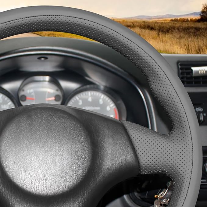 MEWANT Hand Stitch Steering Wheel Cover for Toyota RAV4 1998-2003 / Celica 1999-2006 / Corolla 2003-2008 / Matrix 2002-2008 / MR2 1999-2007 / Supra/Caldina, Custom Fit DIY Wrap Interior Accessories