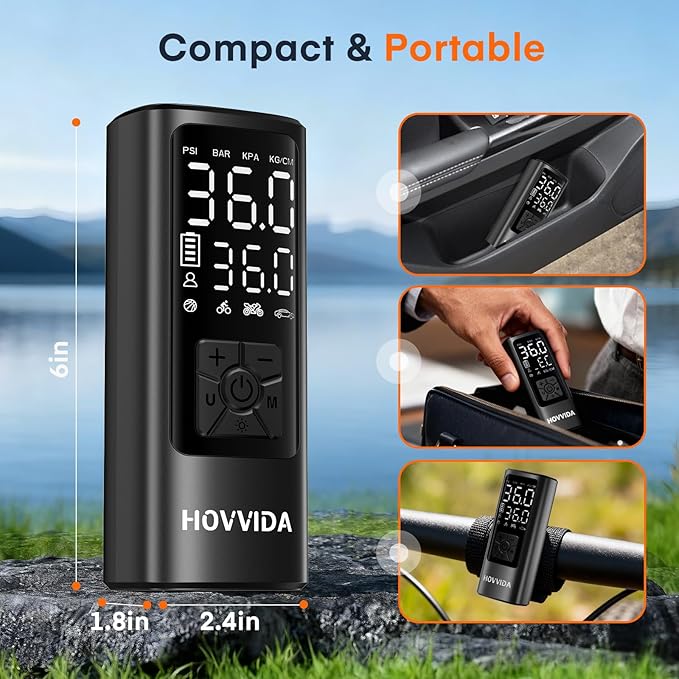Tire Inflator Portable Air Compressor, Bike Pump, Air Pump for Car Tires 150PSI with Digital Pressure Gauge, Auto Shut-Off, Fast Inflation, Bike Tire Pump for Car, Motorcycle, Bike, Ball