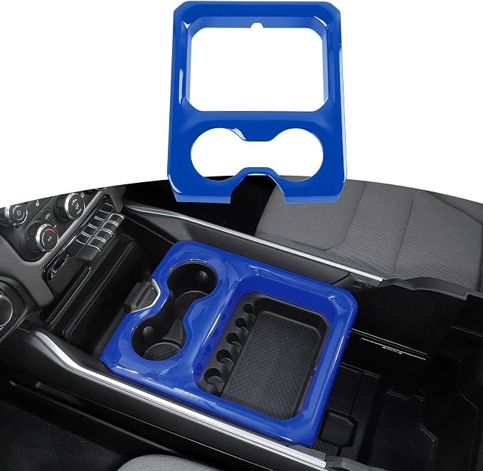 RT-TCZ for RAM Center Console Cup Holder Panel Trim Cover Blue for Dodge RAM 2018 up Blue Interior Accessories