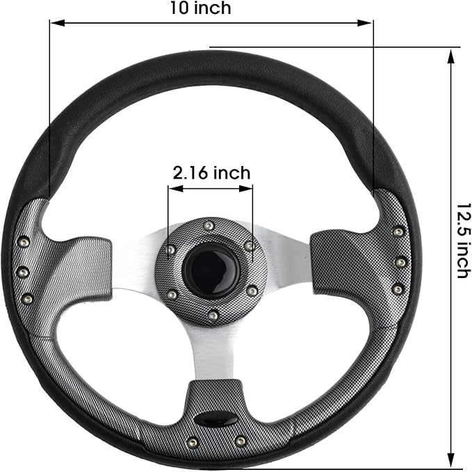Universal 12.5"Golf Cart Steering Wheel Fit for Golf Cart Club Car DS Precedent EZGO RXV & TXT, Yamaha Steering Wheel