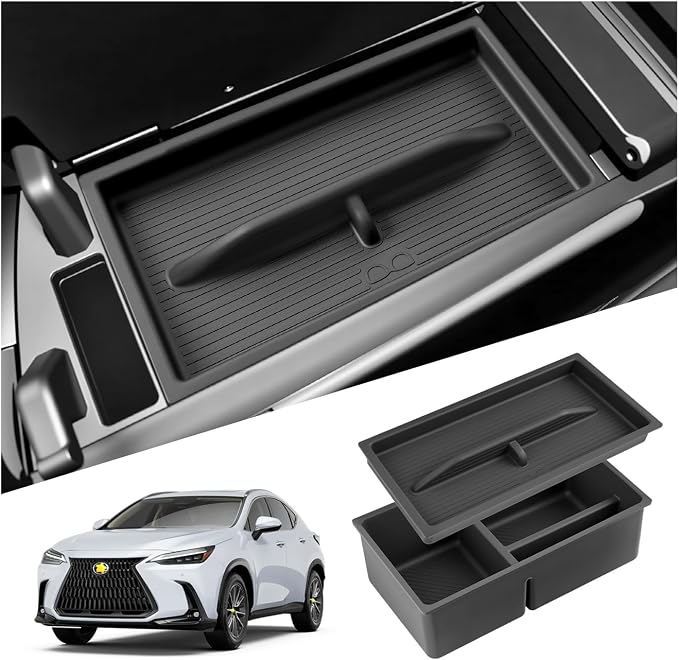 SKTU 2-Pack 2022-2026 Lexu s NX Center Console Organizer for 2022-2026 Lexus NX (NX Hybrid/NX Plug-in Hybrid/NX F Sport) Console Tray 2022-2026 NX Accessories with Sunglasses Holder [Double Layers]