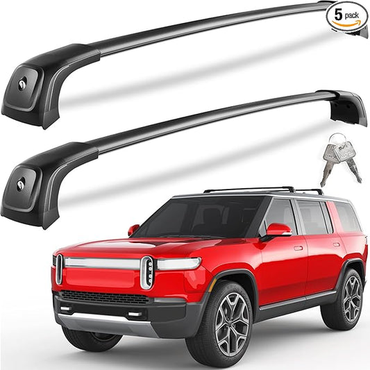 Lockable 330lbs Roof Rack Cross Bars Compatible with Rivian R1S 2022 2023 2024 2025 2026 (Without Roof Rails), Heavy Duty Anti-Theft Aluminum Roof Rails Crossbars Luggage Cargo Carrier