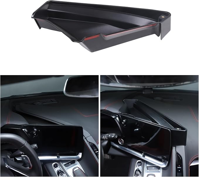 TOYCIDFG Dashboard Storage Tray Behind Navigation Screen with Phone Holder for Corvette C8 Stingray 2020-2026, Center Console Car Organizer Tray Interior Accessories (Only Tray)