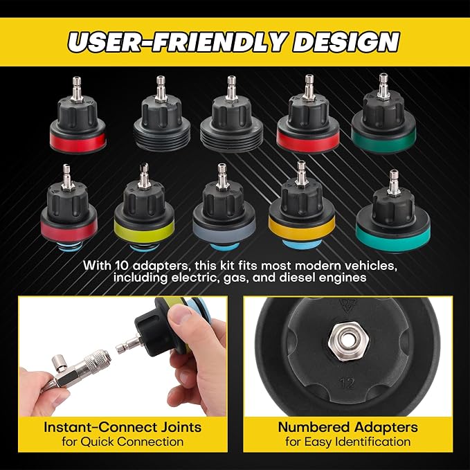 18PCS Radiator Pressure Tester Kit | Coolant Pressure Tester Kit,Radiator Pressure Pump Cooling System Car Leak Tester Detector Tool Water Tank Adapter Auto Coolant Vacuum Purge Head Gasket