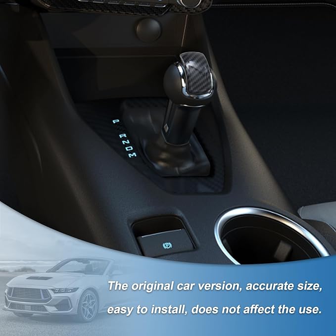 Carbon Fiber Gear Shift Knob Cover Compatible with Ford Mustang 2024 2025