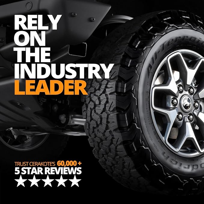 CERAKOTE® Rapid Ceramic Tire Coat - Long-Lasting Deep Black Tire Shine | Lasts up to 10X longer than traditional tire dressings with a natural satin and a no-sling ceramic finish. Car, truck, & SUV