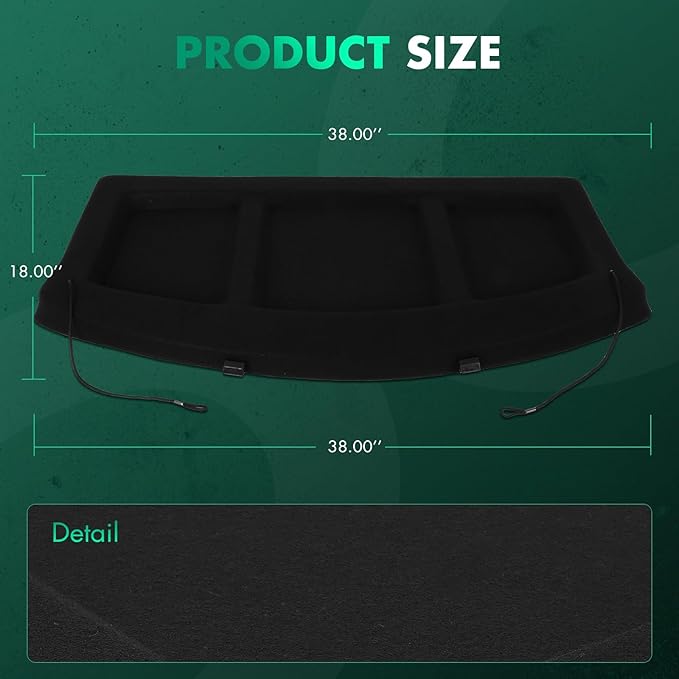 SCITOO Fixed Rear Cargo Cover Shade 2018-2023 Fit for Hyundai Kona 1.6L Rear Trunk OEM Style Cargo Accessories Security Shade Cover