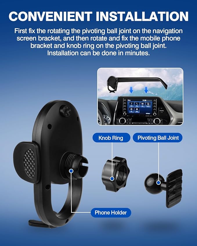Autorder Custom Fit for Car Phone Holder 2020-2025 Toyota Highlander Accessories Phone Mount 8" Screen Cell Phone Automobile Cradles Hands-Free 360 Degree Rotation