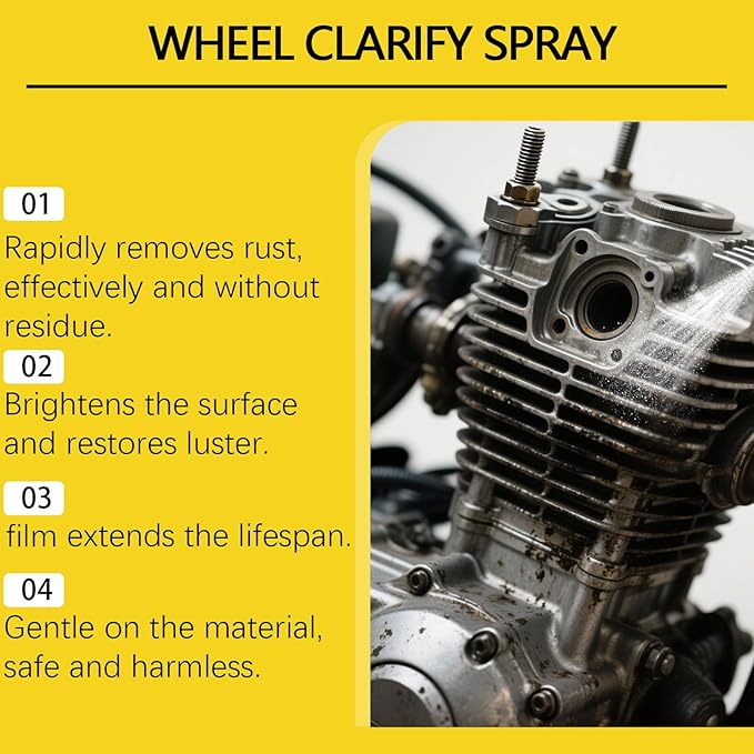 Automotive Rust Remover Spray, Car Wheel Clarify Rust Spray, Metal Parts Rust Removal, Multi Purpose Rust Removal and Rust Prevention Agent for Car Paint & Wheels Cleaning, Polishing and Care (3pcs)