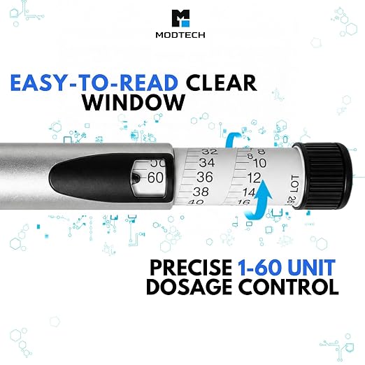 V2 Premium Metal Research Pen with Precision Dial Up to 60 Units - Professional Laboratory Instrument with Aluminum Body & Adjustable Mechanism (Silver) - MODTECH