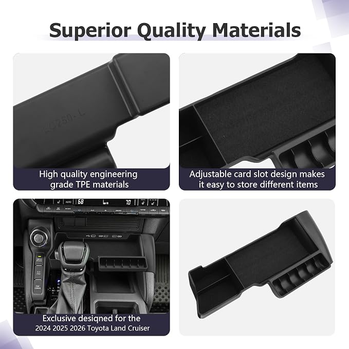 LUWU Land Cruiser 2025 2026 Center Console Organizer - Compatible with 2024 2025 2026 Toyota Land Cruiser Accessories Under Screen Organizer Tray 2025 2026 LC250 Armrest Console Organizer