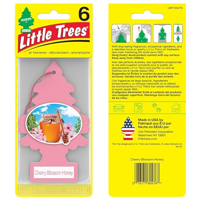 LITTLE Air Fresheners Car Air Freshener. Hanging Tree Provides Long Lasting Scent for Auto or Home. Cherry Blossom, 24 Air Fresheners (Pack of 6)