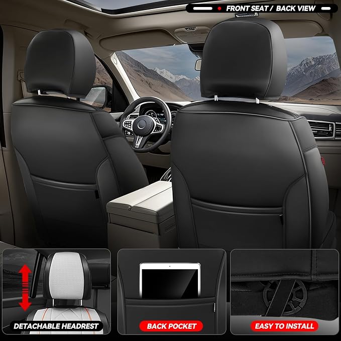 Auto Dynasty Car Seat Covers Front Set, Anti-Slip Automotive Interior Covers with Storage Pocket, Breathable Car Seat Protectors, Airbag Compatible, Universal Fit Most Vehicles, Gray (Touring Series)